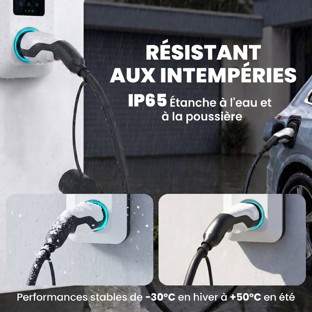 Câble de Recharge Voiture Électrique Type 2 22kw Triphasé Mode 3 Rallonge Cable Recharge Rapide 5m Assuré par PICC Noir