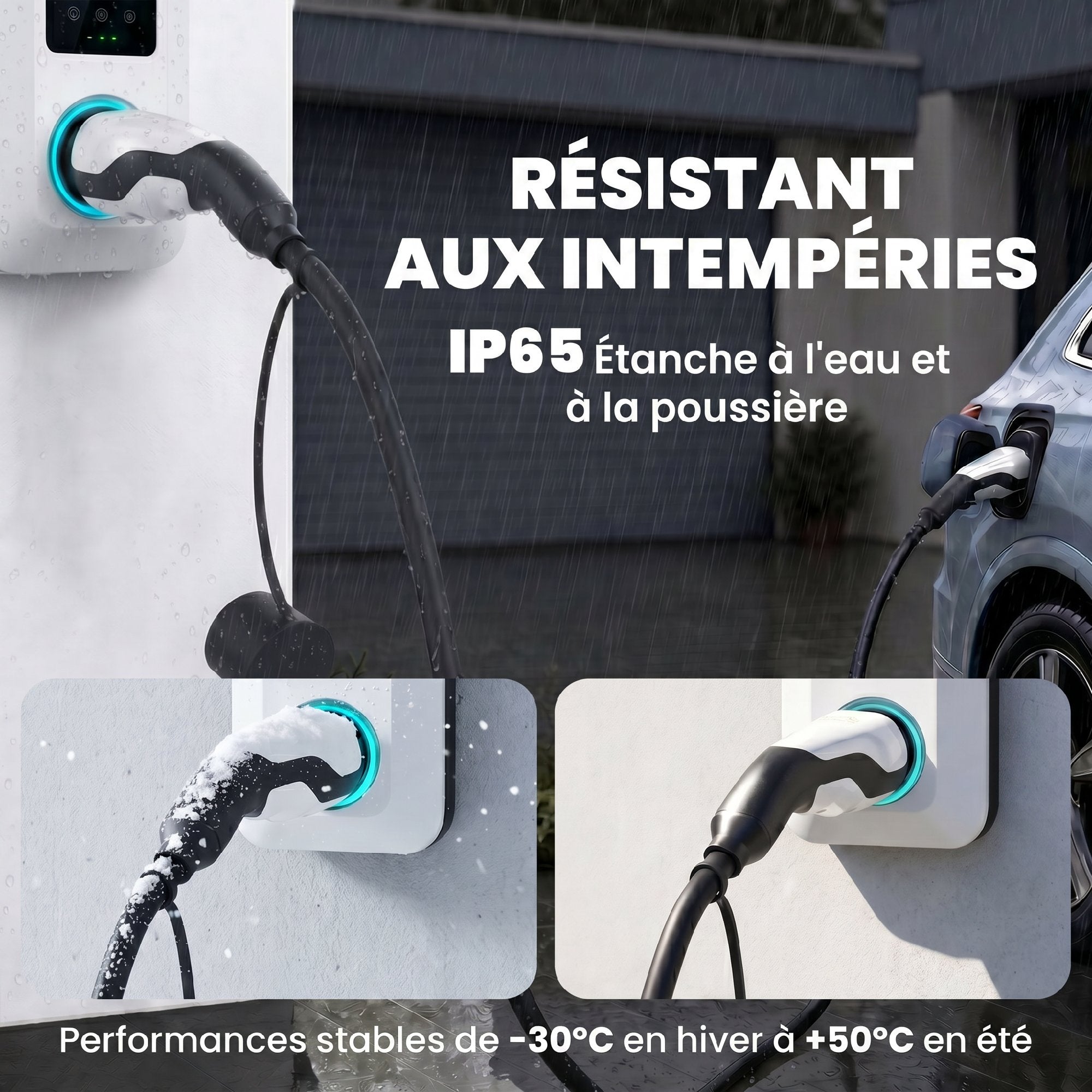 Câble de Recharge Voiture Électrique Type 2 22kw Triphasé Mode 3 Rallonge Cable Recharge Rapide 5m Assuré par PICC Noir