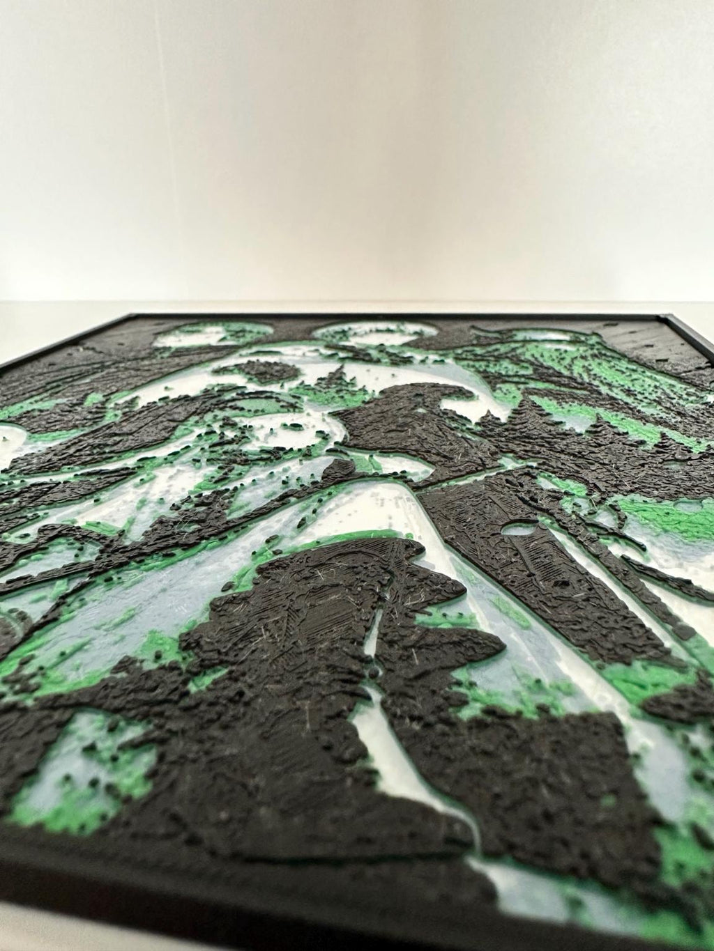 Tableau 3D Anime Fantasy – Décoration relief vert et noir