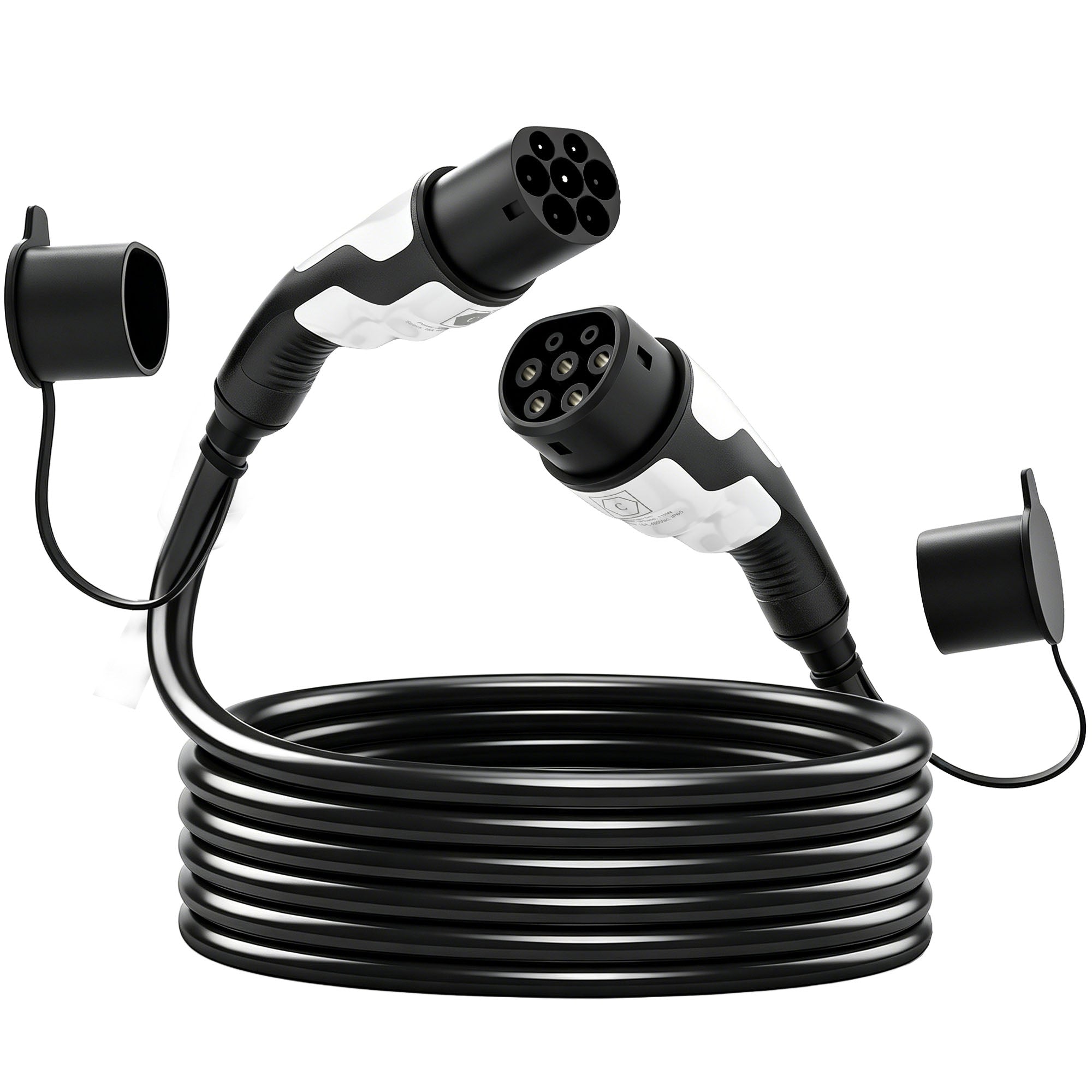 Câble de Recharge Voiture Électrique Type 2 22kw Triphasé Mode 3 Rallonge Cable Recharge Rapide 5m Assuré par PICC Noir