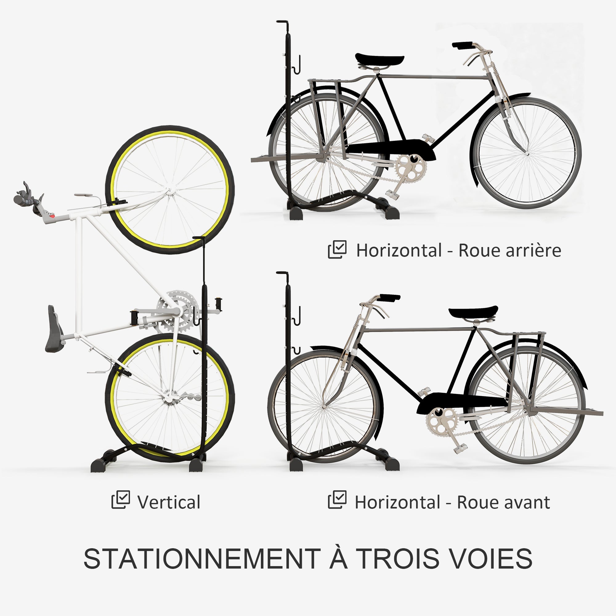 Porte-vélo autoportant idéal pour votre garage maison ou magasin de vélos pour les vélos 24 à 29" et vélo 700 c