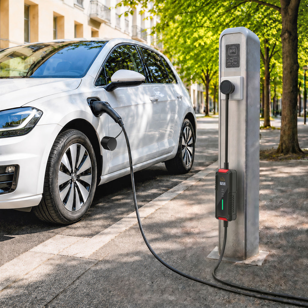Chargeur Voiture Électrique Type 2 3,7kW [5m, 6/8/10/13/16A] Câble de Recharge Portable Écran LCD Retardateur Noir