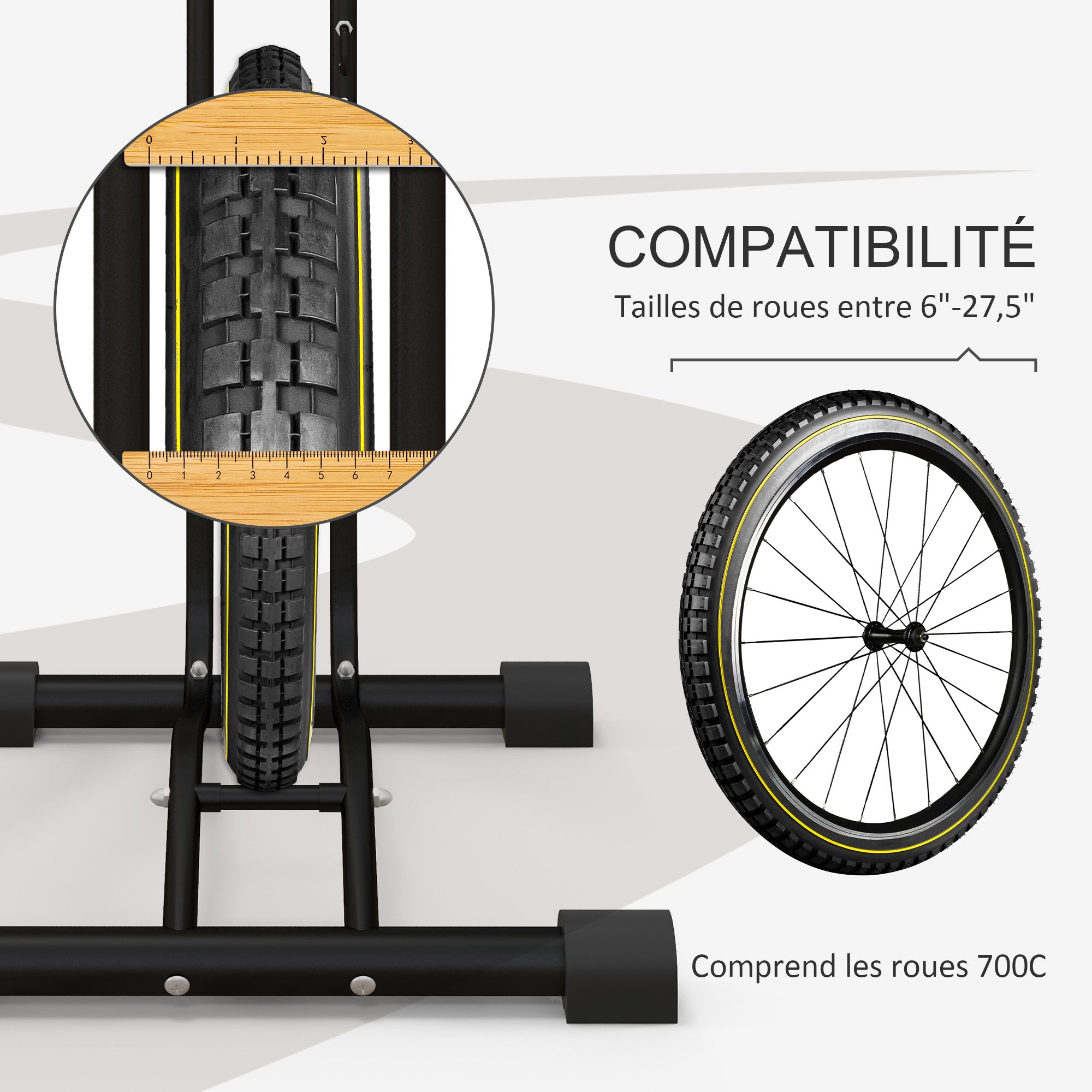 Porte-vélo autoportant idéal pour votre garage maison ou magasin de vélos pour les vélos 24 à 29" et vélo 700 c
