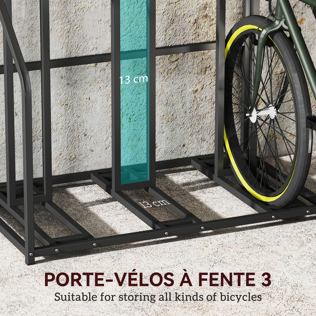 Support de vélo support de stationnement à 3 vélos avec panier supérieur 4 crochets 90 x 54 x 100 cm noir