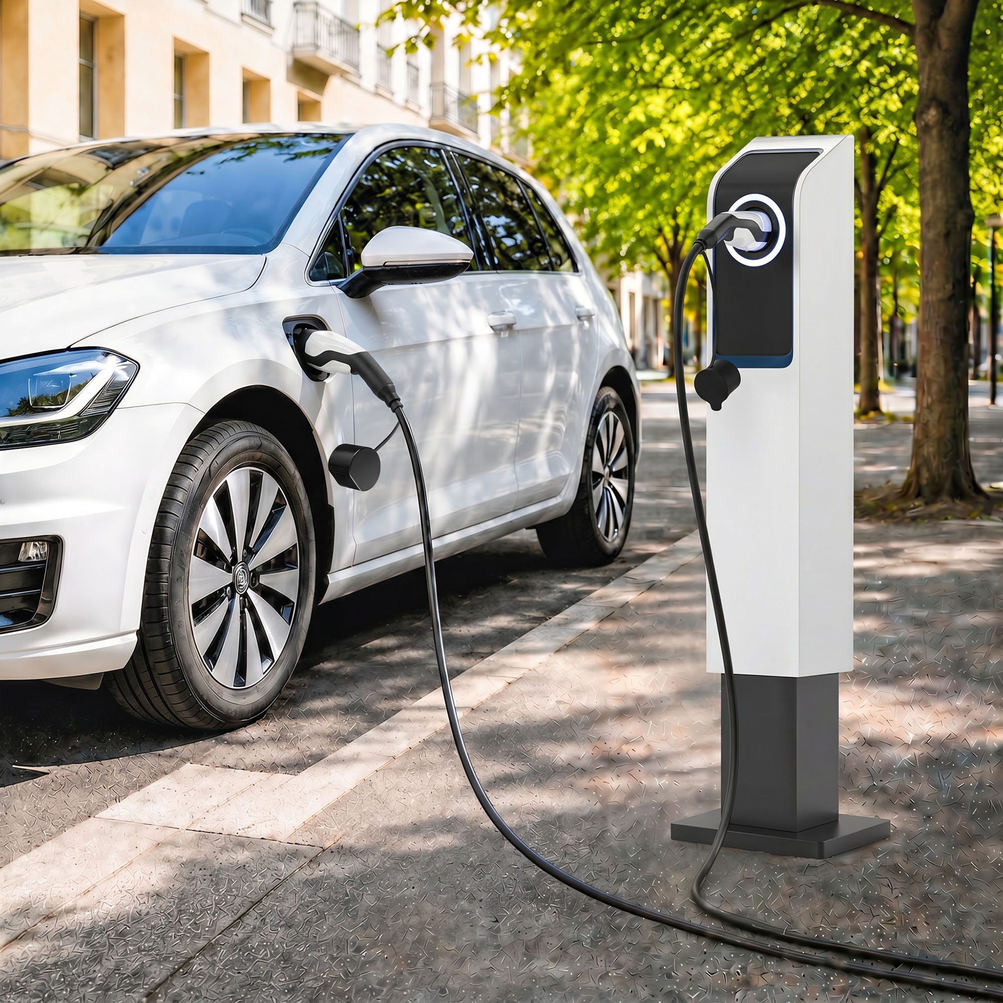 Câble de Recharge Voiture Électrique Type 2 22kw Triphasé Mode 3 Rallonge Cable Recharge Rapide 5m Assuré par PICC Noir
