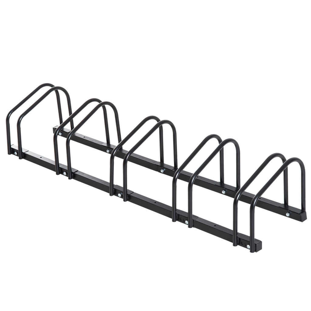 Râtelier 5 vélos range-vélos support rangement vélo à pneu 65 mm dim. 145L x 33l x 27H cm acier noir