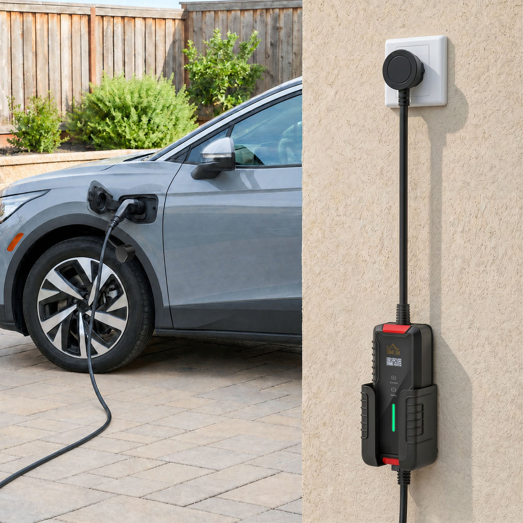 Chargeur Voiture Électrique Type 2 3,7kW [5m, 6/8/10/13/16A] Câble de Recharge Portable Écran LCD Retardateur Noir