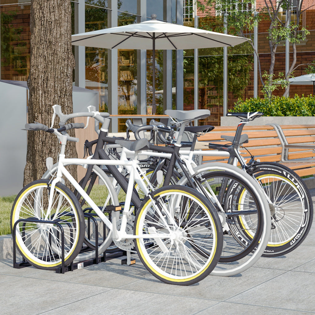 Râtelier 5 vélos range-vélos support rangement vélo à pneu 65 mm dim. 145L x 33l x 27H cm acier noir