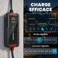 Chargeur Voiture Électrique Type 2, 7,4kW, 6-32A, 8m, Prise CEE, Adaptateur Européen, Écran LCD, IP65, 21x8,5x5cm, Noir
